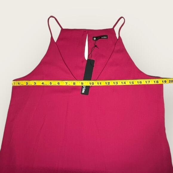 NWT | Krisa | V-Neck Layered Sleeveless Chiffon Mini Dress | Pink | Small - Picture 8 of 10